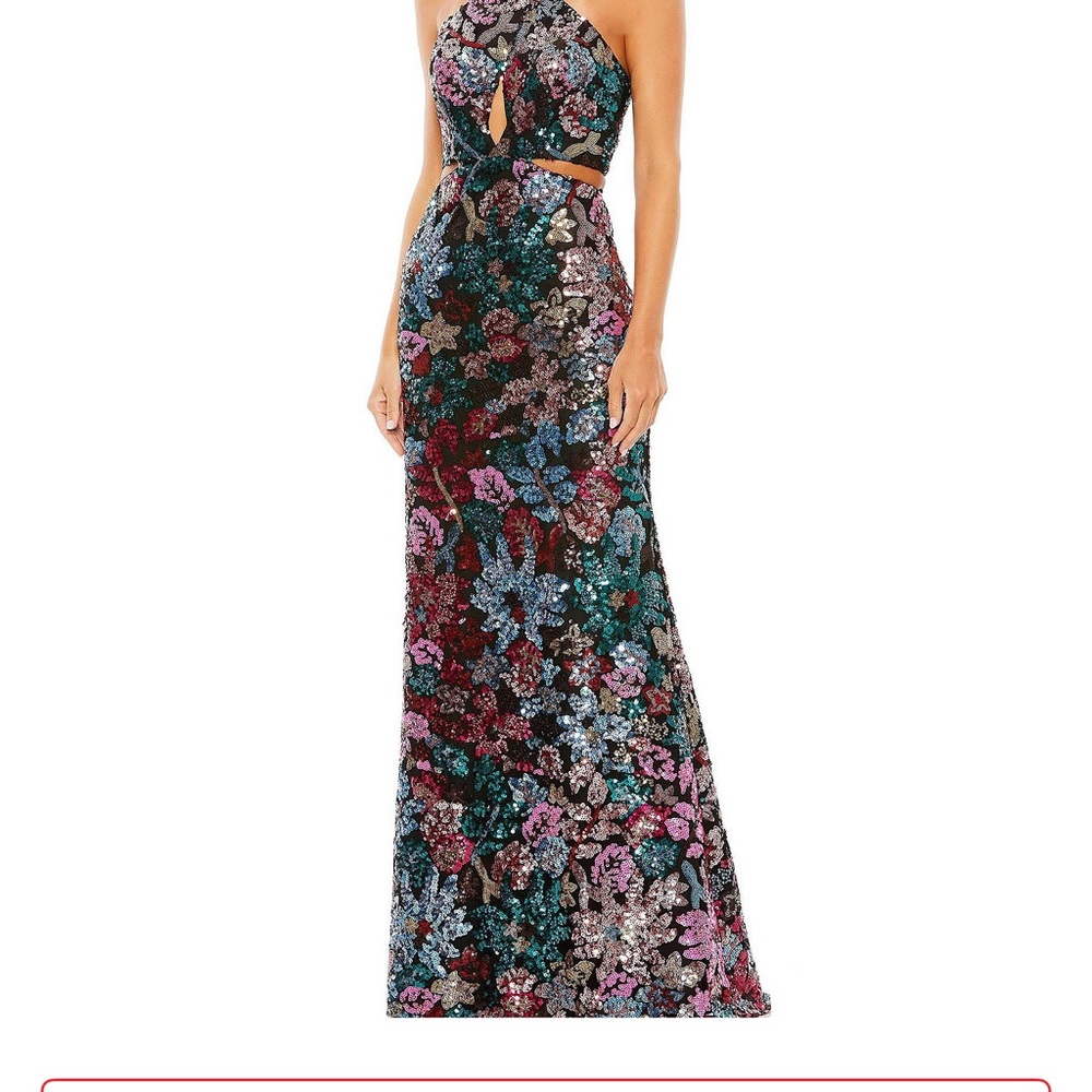 Mac dugal size 8 Women's Sequin Embellished Cross Neck Gown